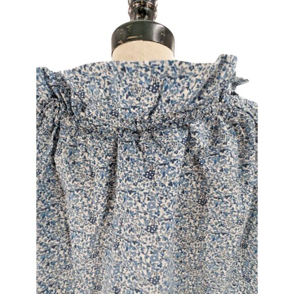Sara Campbell Women Blue Floral Print Organic Cotton Blouse Size Medium - Picture 4 of 12